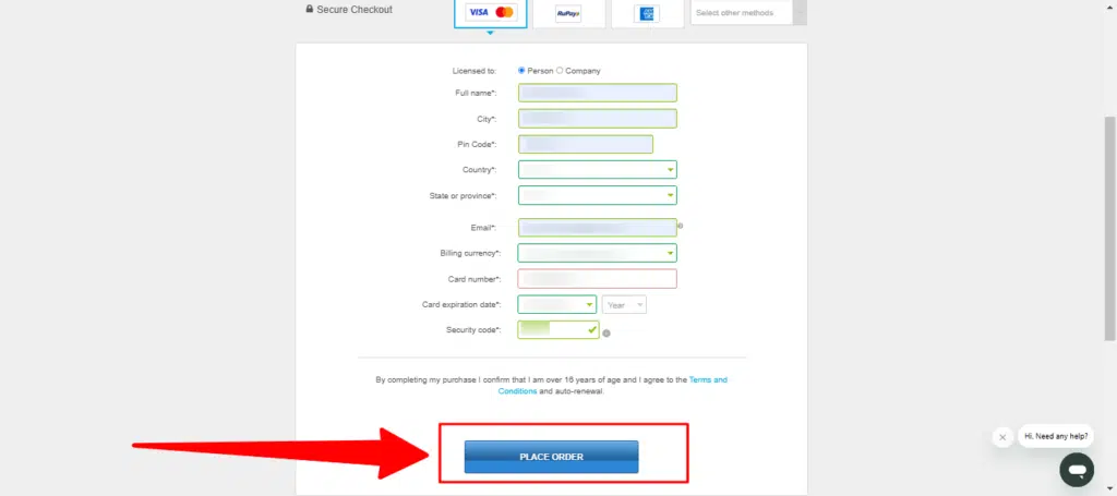 Click On Place Order