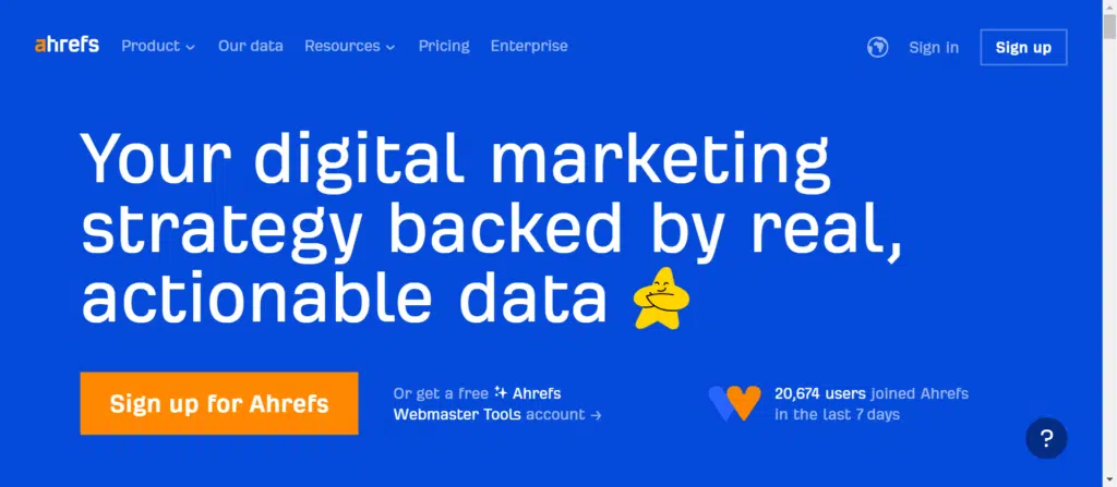 Ahrefs homepage