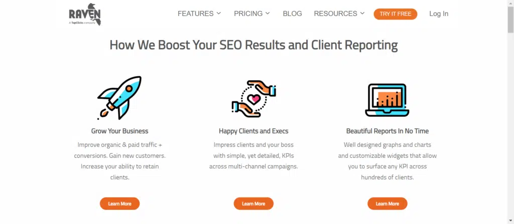 Raven Tools homepage