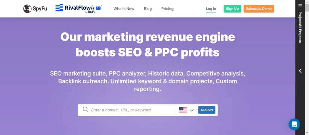 SpyFu website
